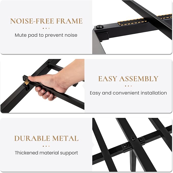 SHA CERLIN Full Size Metal Bed Frame with Wrought Iron-Art Headboard, Black | Victorian Style Metal Platform Bed Frame, Wrought Iron-Art Headboard and Footboard, Under-Bed Storage, No Box Spring Needed