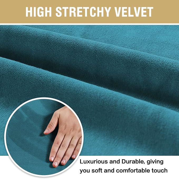 H.VERSAILTEX Velvet Dining Chair Covers Stretch Chair Covers for Dining Room Set of 6 Parson Chair Slipcovers Chair Protectors Covers Dining, Soft Thick Solid Velvet Fabric Washable, Deep Teal
