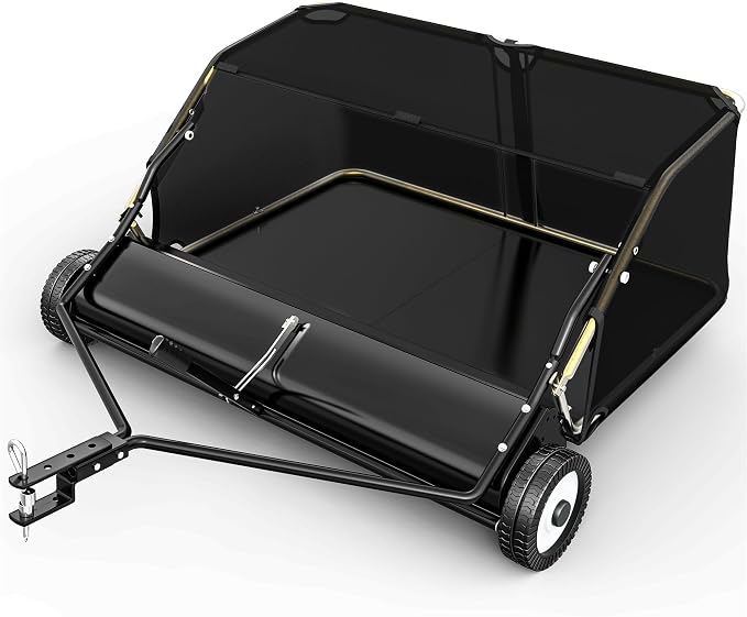 YITAMOTOR 50" Lawn Sweeper Tow Behind with 25 cu.ft Capacity Collector | 50" Tow Behind Lawn Sweeper with 25 cu.ft Large Hopper. Rotating brush drum, Pull Behind Lawn Sweeper for Tractors/ATVs.