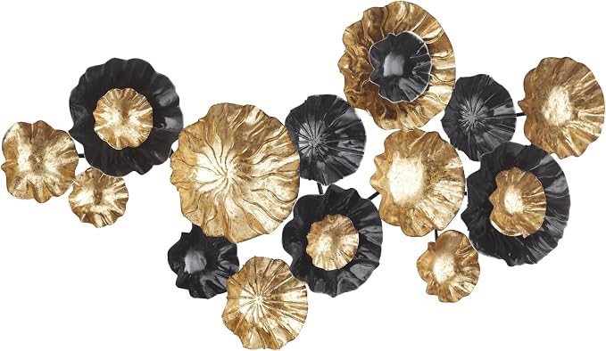 CosmoLiving by Cosmopolitan Metal Plate Home Wall Decor Wall Sculpture with Textured Pattern, Wall Art 63" x 4" x 35", Gold