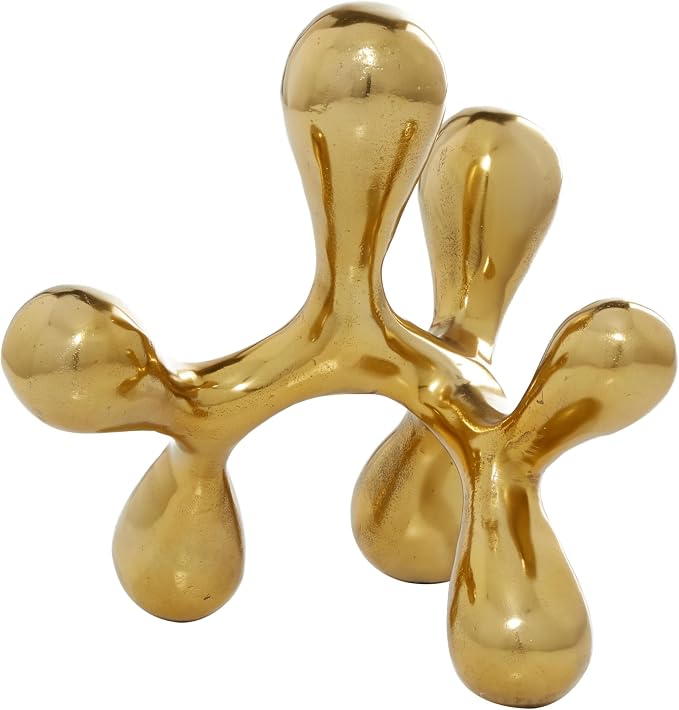 CosmoLiving by Cosmopolitan Aluminum Metal Abstract Decorative Sculpture Home Decor Statue, Accent Figurine 11" x 11" x 12", Gold