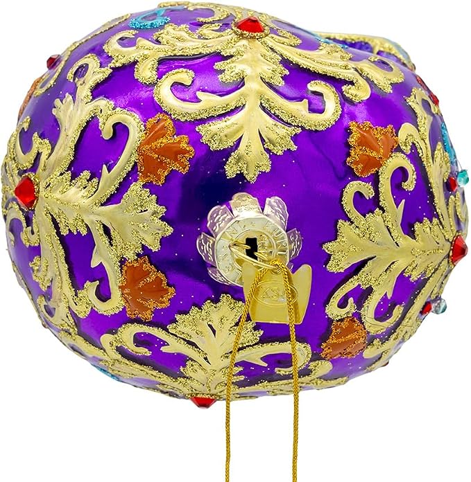 Kurt Adler 4.75" Bellissimo Glass Sugar Skull Ornament