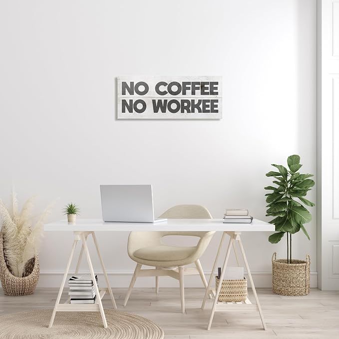 Stupell Industries 'No Coffee Funny Office Phrase'| Canvas Art | Stupell Industries | 30 x 13 Inches, Easy to Hang and Sturdy, Made in USA, by Lil' Rue