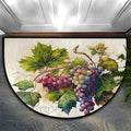 Grape Half Round Doormat Non-Slip Semi Circle Rug Half Moon Mat | Retro Fruit Leaf Washable Soft Absorbent Indoor Outdoor Entrance Kitchen Bathroom Sink Patio Welcome Fireplace Floor Rug