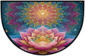 Lotus Half Round Door Mat Non Slip Half Circle Rugs | Mandala Color Washable Half Moon Rug Semi Circle Rugs Indoor Entrance Floor Carpet for Kithen Bedroom Fireplace Decor