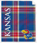 NCAA Kansas Jayhawks Playmaker Plaid Ultra Cozy Sherpa Throw