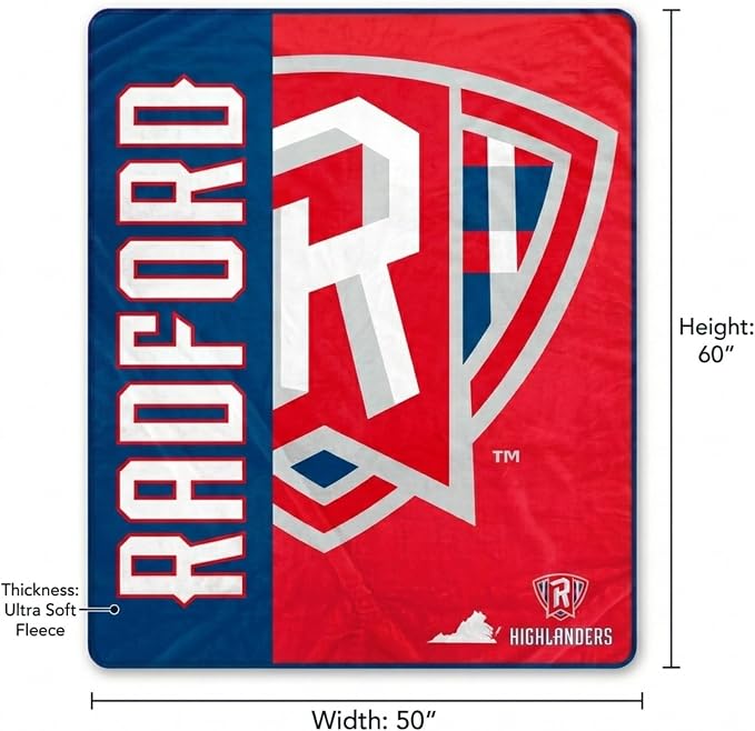 Pegasus Sports NCAA Radford Highlanders Endzone Ultra Soft Tailgate Throw