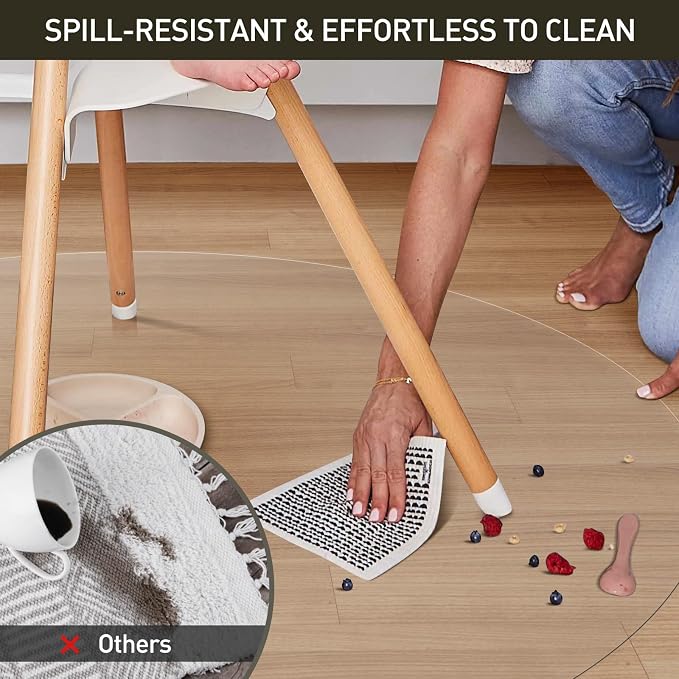 Clear Plastic Floor Mat for Under Dining Table, 6ft Round No Slip Waterproof Vinyl Area Rug for Home, Anti-Spill Hard Floor Protector Cover for Living Room, Splat Mat for Under High Chair