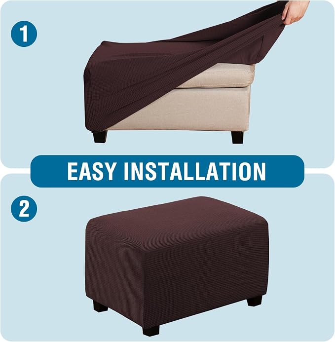 H.VERSAILTEX Ottoman and Sofa Seat Cushion Combined Cover Slipcover Rectangle Sofa Slipcover Fit Length 56'-75' Suitable for L Shaped Seat Cushion Cover or Chaise Part Cover Stretch Thick - Chocolate