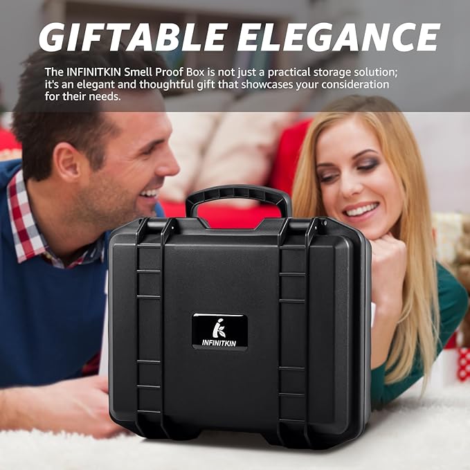 INFINITKIN Smell Proof Box Large Airtight Storage Box with Lock | Durable smell proof container with combination lock. Airtight, waterproof & portable for travel, home & gift choice.