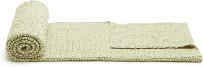 Amazon Basics Chunky Cable Knit Throw Blanket for Couch, Sofa, Bed, Lightweight Soft Cozy, 50" x 60", Sage Green