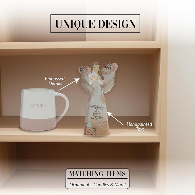 Pavilion Gift Company 19135 Light Your Way Memorial Beloved Mother Angel Figurine, 5-1/2", Brown