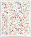 Lush Decor Pixie Fox Sherpa Throw Blanket 50”W x 60"L Gray & Pink - Sherpa Blankets - Toddler Blanket For Bed - Pink Girls Room Decor - Floral Throw