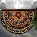 Mandala Boho Half Round Door Mat Non Slip Half Circle Rugs | Ethnic Flower Washable Half Moon Rug Semi Circle Rugs Indoor Entrance Floor Carpet for Kithen Bedroom Fireplace Decor