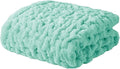 Madison Park Ruched Fur Throw Faux Fur Blanket for Sofa, 50" x 60", Aqua | Luxury, Premium, Soft Cozy Brushed Long Pile, All Season Plush Modern OEKO- TEX Certification Warm For Bed, Couch or Sofa