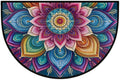 Flower Half Round Door Mat Semi Circle Rug Half Moon Doormat | Soft Washable Colorful Mandala Welcome Entrance Mat for Outdoor Indoor Floor Bedroom Bathroom Home Kitchen Festival Decor