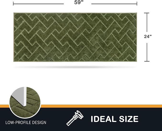 PURRUGS Dirt Trapping Door Mat 24" x 59", Non-Slip Machine Washable Entry Rug, Dog Doormat, Indoor Front Door Mat, Super Absorbent Entryway Rug for Muddy Shoes & Paws, Sage Green