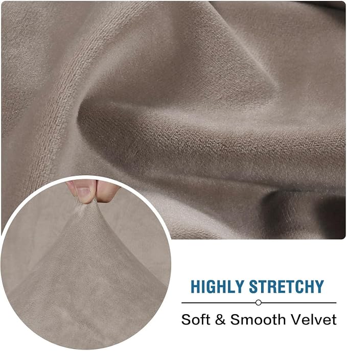 H.VERSAILTEX Velvet Stretch Sectional Couch Covers 4 Pieces Sofa Seat Cushion Covers L Shape Separate Cushion Couch Cover for Both Left/Right Sectional Couch (Large Sofa 3 Seater + 1 Chaise, Taupe)