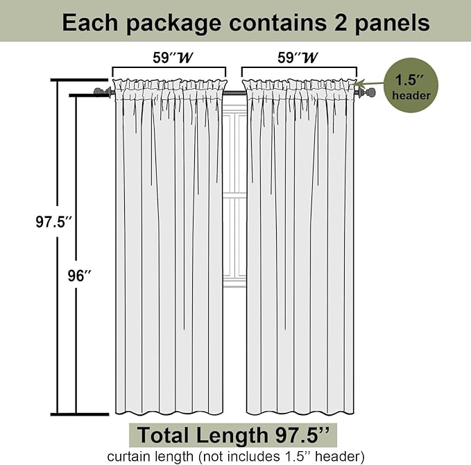 Lecloud Navy Blue Sheer Curtains 96 Inches Long 2 Pcs, Light Filtering Window Curtains for Living Room Bedroom Dining Room, Vintage Home Decor Rod Pockets Privacy Drapes, Each Panel 59" W x 96" L