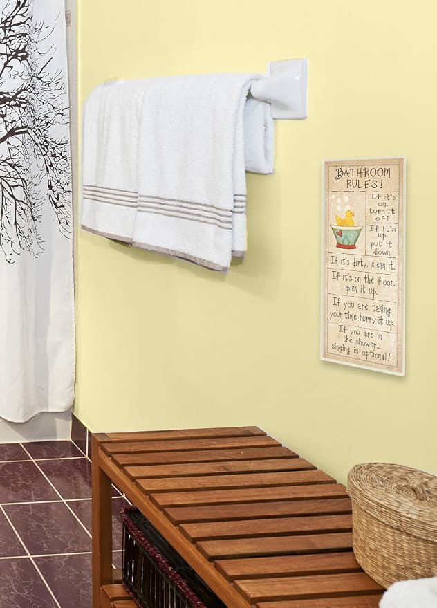 The Stupell Home Décor Collection Bathroom Rules Rubber Ducky Tall Bathroom Wall Plaque, 7 x 0.5 x 17, Proudly Made in USA
