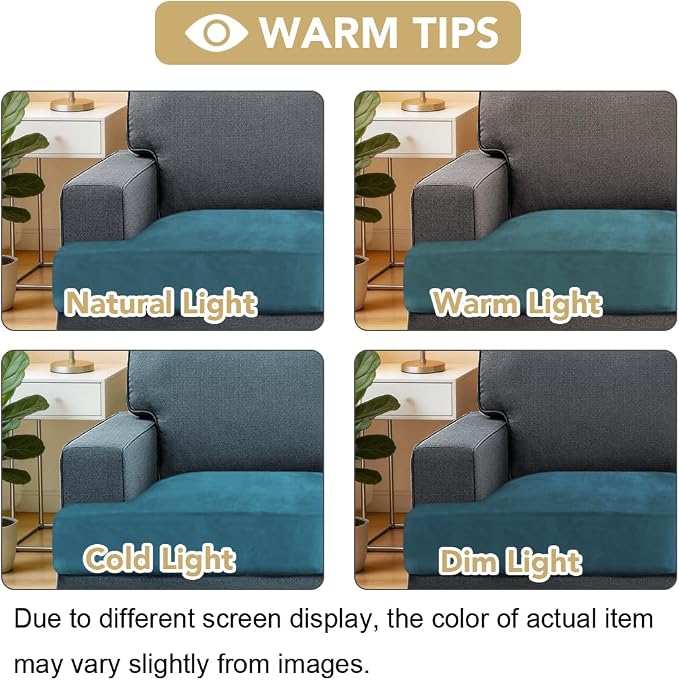 H.VERSAILTEX Stretch Velvet 3 Piece T Cushion Sofa Slipcovers Individually Sofa Cushion Covers for 3 Cushion Couch Seat Cushion Cover for Sofa Seat Cushion Cover Stay in Place(Sofa, Peacock Blue)