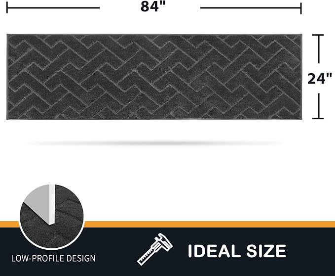 PURRUGS Dirt Trapping Door Mat 24" x 84", Non-Slip Machine Washable Entry Rug, Dog Doormat, Indoor Front Door Mat, Super Absorbent Entryway Rug for Muddy Shoes & Paws, Charcoal