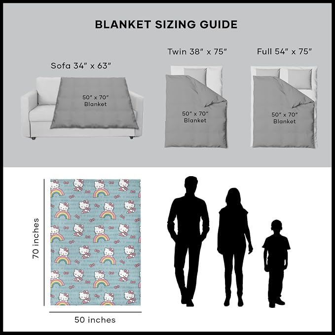 NORTHWEST Hello Kitty Silk Touch Throw Blanket, 50" x 70", Bow So Sweet