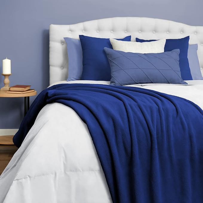 NORTHWEST Ashford Home Cozy Warmwell Blanket Blue Depths Twin Size 60 x 80 inches