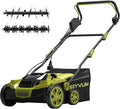 SEYVUM 15 Amp 15 inch Electric Dethatcher and Scarifier, 40L Collection Bag | Corded Lawn Dethatcher, 5-Position Working Height, Green