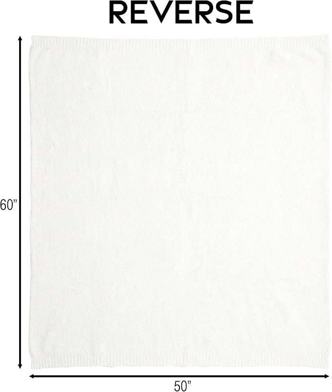 Carstens, Inc. Luxury Soft Stretchy Reversible Plush Throw Blanket, Large 50" x 60", Coastal Dune White