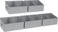 DIMJ Closet Storage Bins, 5 Pack Storage Baskets for Shelves, Foldable Closet Organizer with Handle, Linen Closet Organizers and Storage for Clothes, Toys, Towel, Books (Grey)