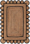 2x3 3x5 4x6 5x7 6x9 8x10 9x12 Black Color Scalloped Design Braided Jute Rug Kitchen Rug Patio Hallway Entryway Outdoor (3x5 Ft )