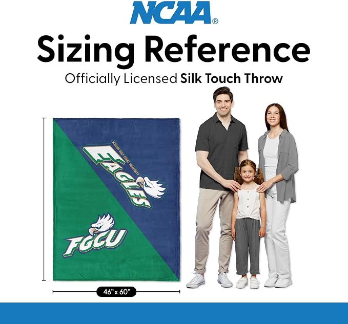 Northwest NCAA Silk Touch Throw Blanket, Ultra Soft Plush Polyester, Lightweight Warm Decorative Fan Gift, 46 x 60 in