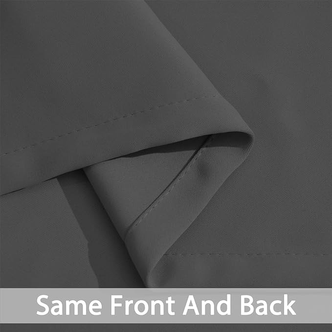 Yakamok Blackout Grey Curtains for Bedroom/Living Room Thermal Insulated, 52" Wide x 63" Long Each Panel,Grommet Top (Set of 2 Panels, Charcoal Grey)