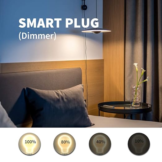 EVA LOGIK Z-Wave Smart Dimmer Outlet, Indoor Plug, Hub Required | Plug-in dimmer outlet for compatible lights, smooth brightness control, built-in repeater, works with certified Z-Wave hubs