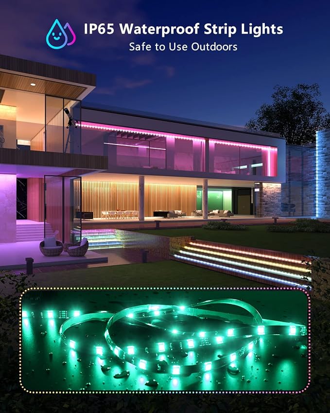 MIHEAL 5050 RGB Black PCB LED Strip 32.8Ft 300Leds Waterproof Kit | Comes with IR remote and power supply, flexible light tape for truck, kitchen, bedroom & indoor home decor