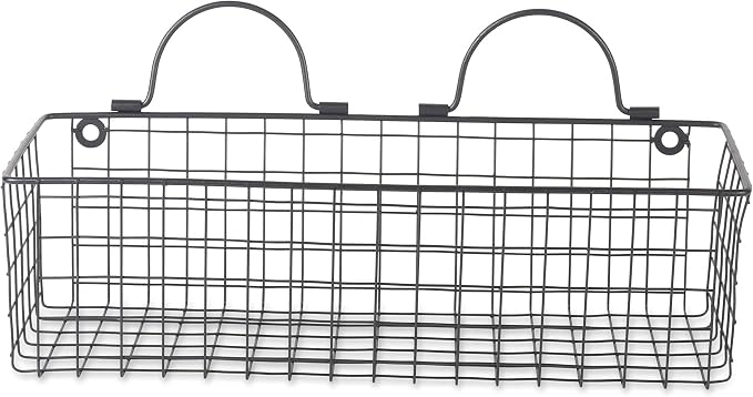 DII Farmhouse Vintage Décor, Wire Wall Basket, Assorted, Black, 2 Piece (Pack of 2)