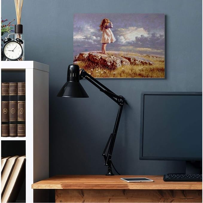 Stupell Industries 'Girl Gazing on Rock Sunset'| Canvas Art | Stupell Industries | 30 x 24 Inches, Easy to Hang and Sturdy, Made in USA, by Jim Daly