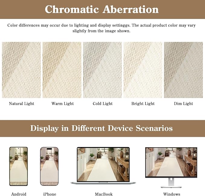 Collive Boho Washable Kitchen Runner Rug, 2.6' x 7' White Bathroom Rugs Modern Farmhouse Hallway Runner Rug, Hand Woven Entry Hall Carpet for Laundry Bedroom Decor