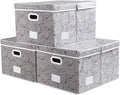 PRANDOM Jumbo Collapsible Storage Boxes with Lids Fabric Decorative Storage Bins Cubes Organizer Baskets with Cover Handles Divider for Bedroom Closet Living Room 23.2x15.7x11.8 Inch 3 Pack