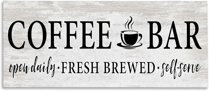 Stupell Industries 'Coffee Bar Cafe Rustic Sign'| Canvas Art | Stupell Industries | 30 x 13 Inches, Easy to Hang and Sturdy, Made in USA, by Lettered and Lined