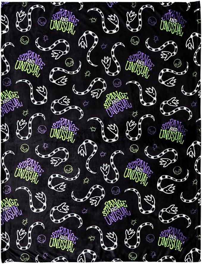 Beetlejuice Halloween Goth Strange & Unusual Bedding Super Soft Cozy Plush Throw, 46 in x 60 in, (Officially Licensed Product) by Franco