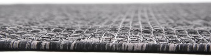 Unique Loom Collection Casual Transitional Solid Heathered Indoor/Outdoor Flatweave Area Rug (7' 1" x 10' Rectangle, Black/Ivory)