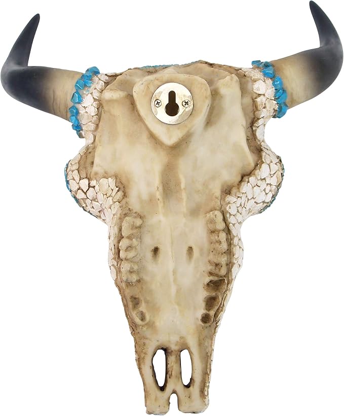 Design Toscano Mystic Plains Warrior Faux Gem Encrusted Cow Skull Wall Sculpture: Medium