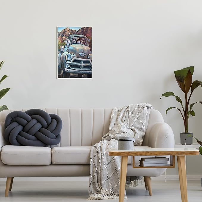 Dogs in Vintage Pickup, 13 x 19 Inch Mounted Print on Wall Plaque | Stupell Industries · By CR Townsend · Ready to hang · Perfect for living room or office · Made in USA