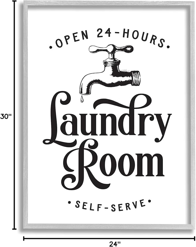 Laundry Room Vintage Sign Rustic Phrase, 24 x 30 Inch Framed Giclée Print