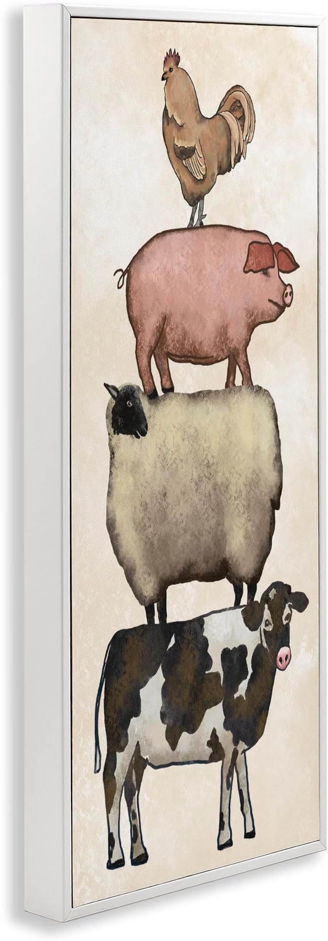 Vintage Farm Animals Country Stack, 13 x 30 Inch Framed Giclée Print | Stupell Industries · By Leah Noel Art · Ready to hang · Fits living room or family room · Made in USA