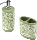 Avanti Linens - Bath Set, 2pc Countertop Accessories, Resin Toothbrush Holder & Lotion Pump (Stratford Collection, Green)