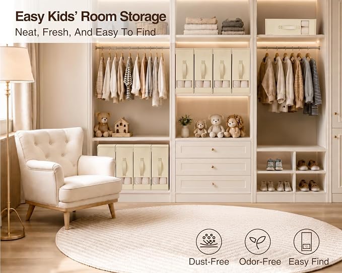DIMJ Bed Sheet Organizers and Storage 8 Pack - Foldable Sheet Holder, Linen Closet Organizer Box for Sheets Set, Bedding, Blankets, Towel (King & Queen Size)