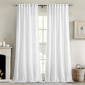 MIULEE White Linen Curtains 72 Inch Long 2 Panels for Bedroom Living Room, Soft Thick Linen Textured Back Tab Window Drapes Semi Sheer Light Filtering Rod Pocket Modern Farmhouse Decor